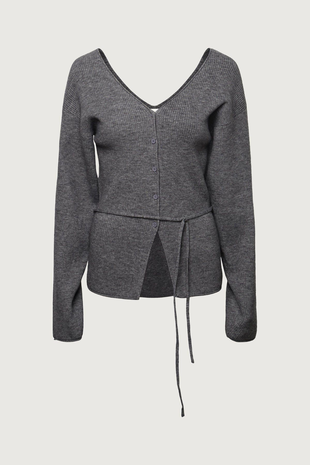 V-NECKLINE CARDIGAN WITH WAIST TIE