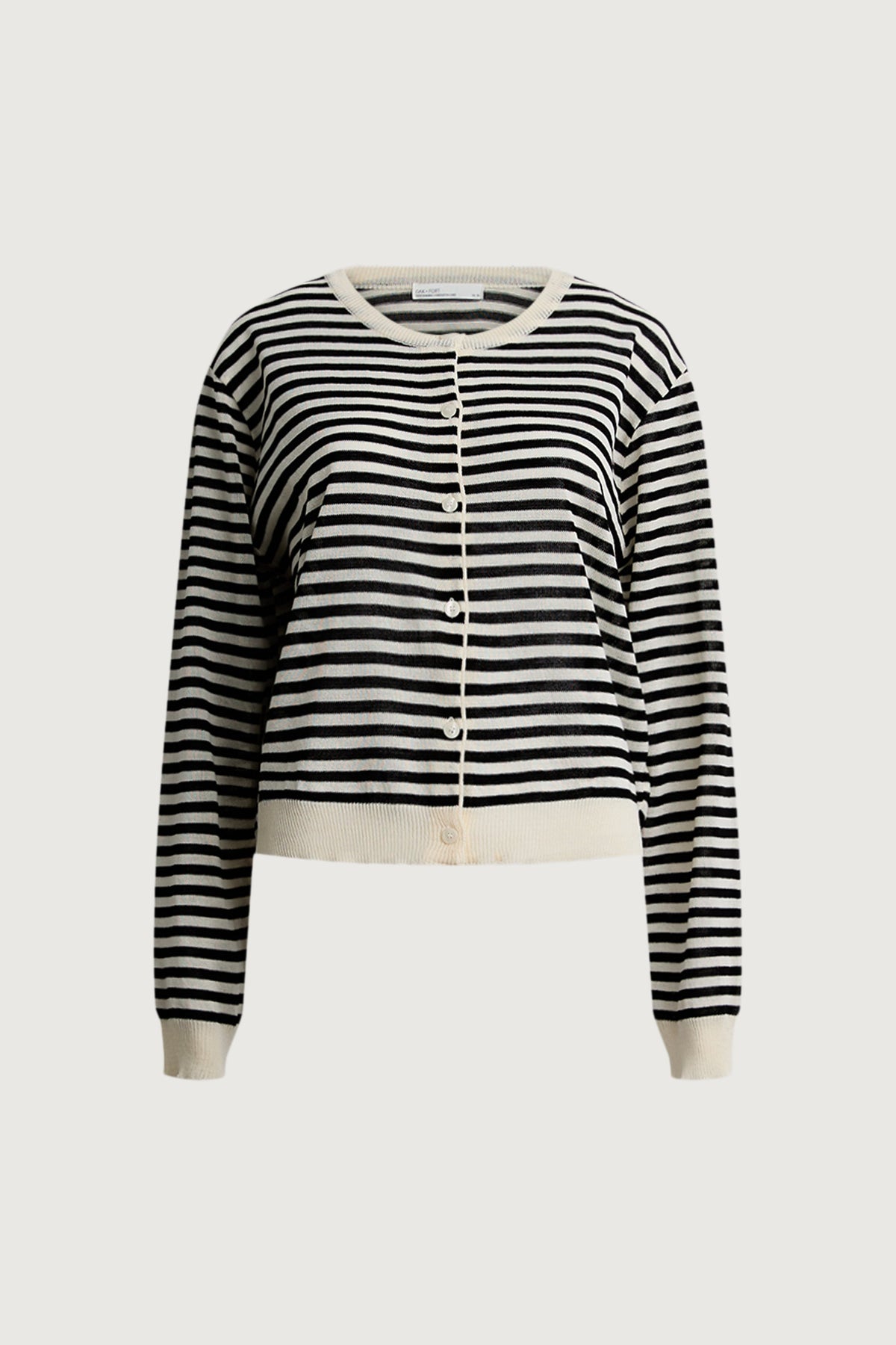 STRIPED ROUND NECK CARDIGAN