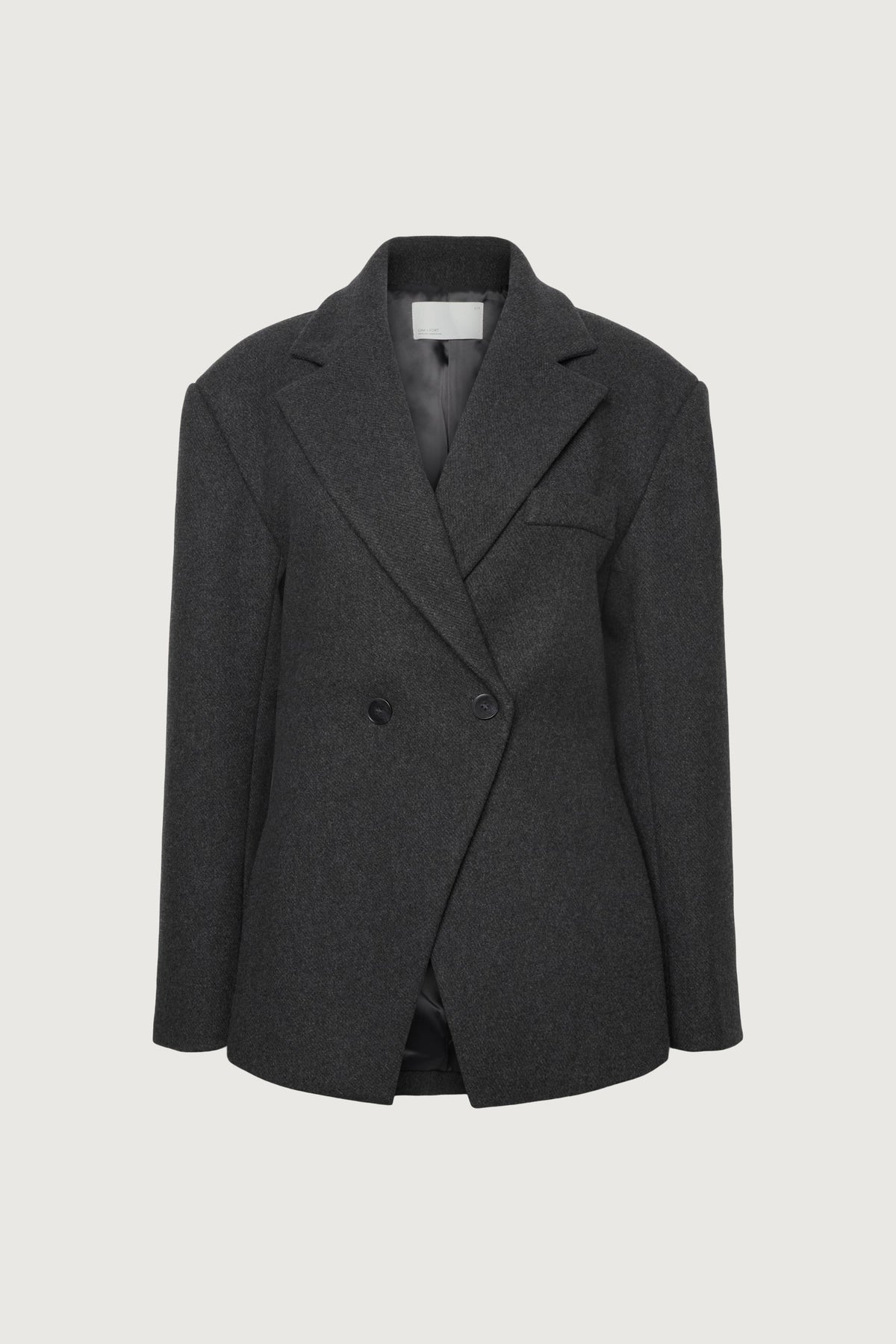DOUBLE-BREASTED WOOL BLEND WAIST BLAZER COAT