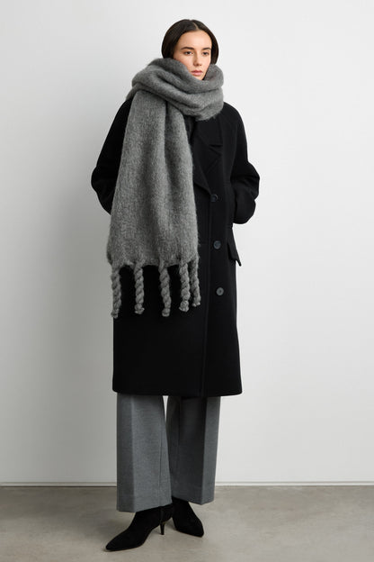 OVERSIZED WOOL-BLEND DOUBLE-BREASTED COAT