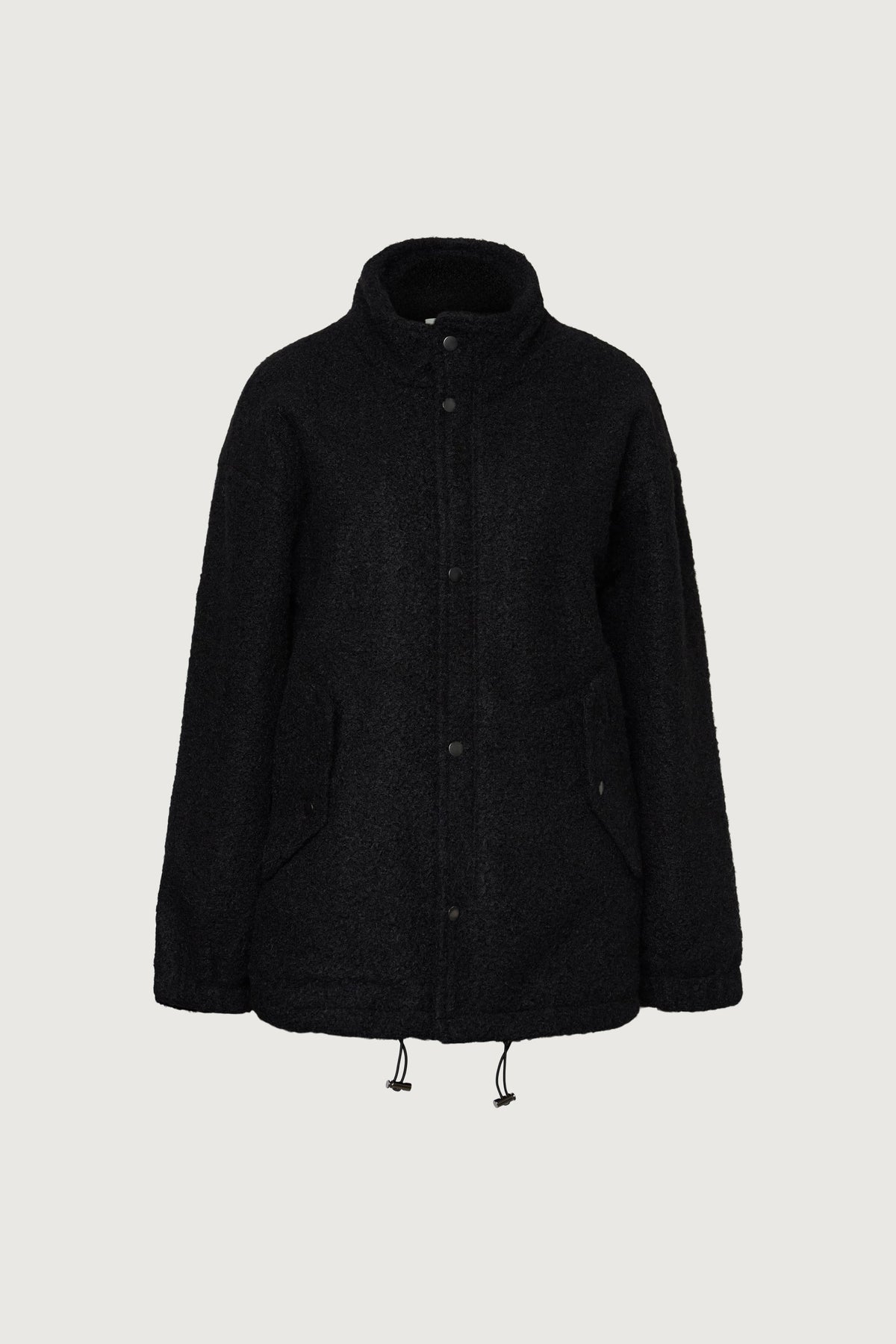OVERSIZED BOUCLE JACKET WITH SNAP DETAIL