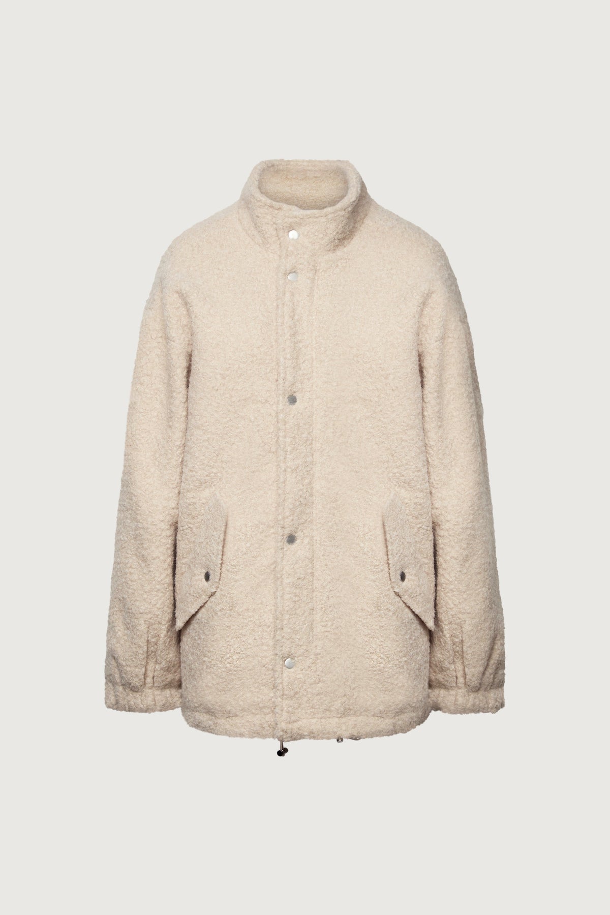 OVERSIZED BOUCLE JACKET WITH SNAP DETAIL