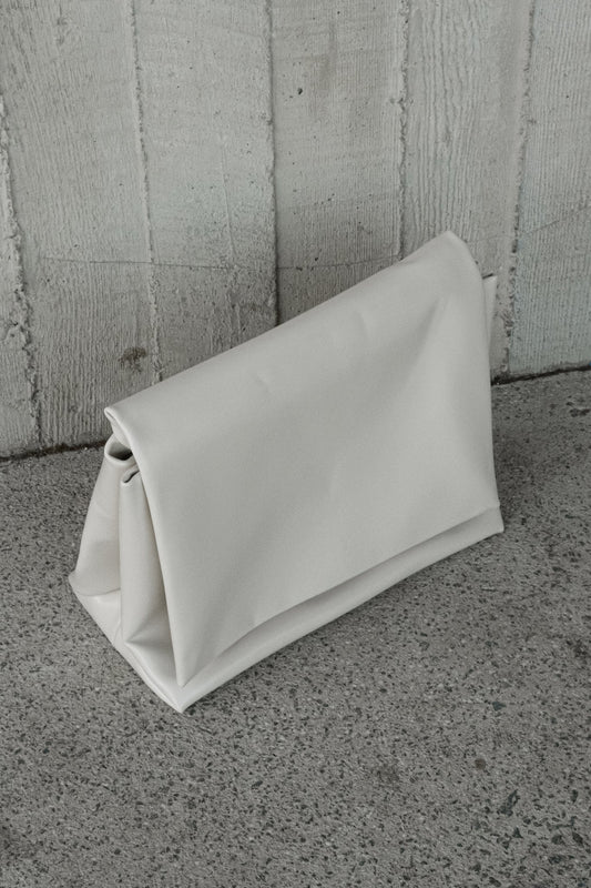 Kiera Faux Leather Oversized Clutch - Ivory