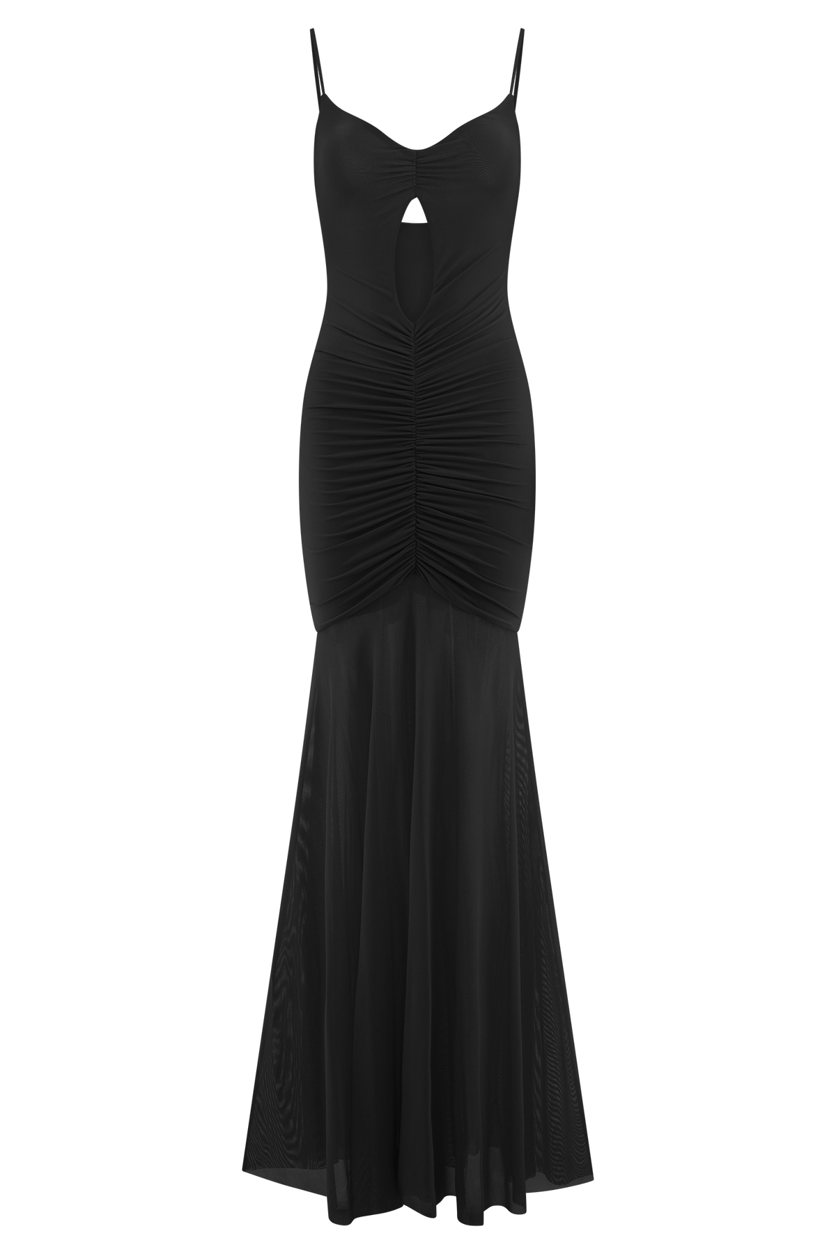 Delaney Slinky And Mesh Maxi Dress - Black