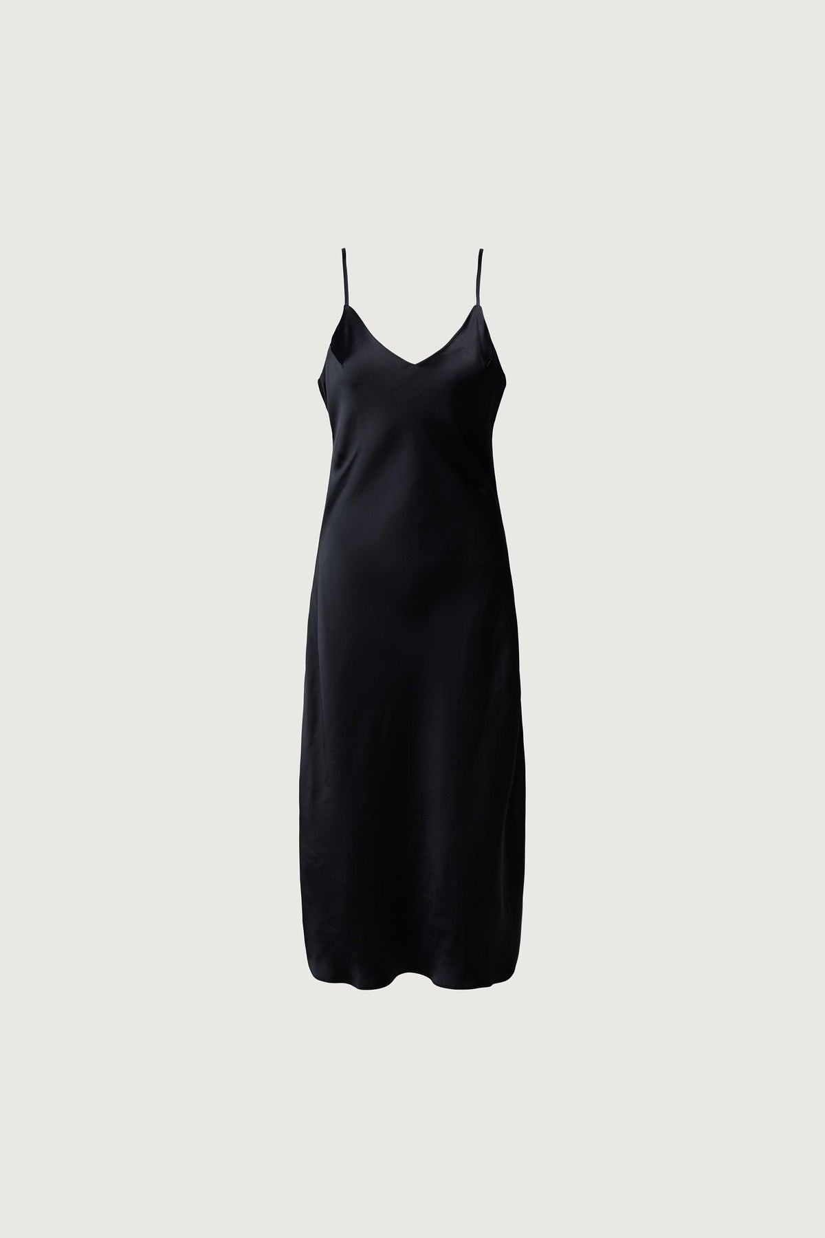 SATIN V-NECK SLIP MIDI DRESS