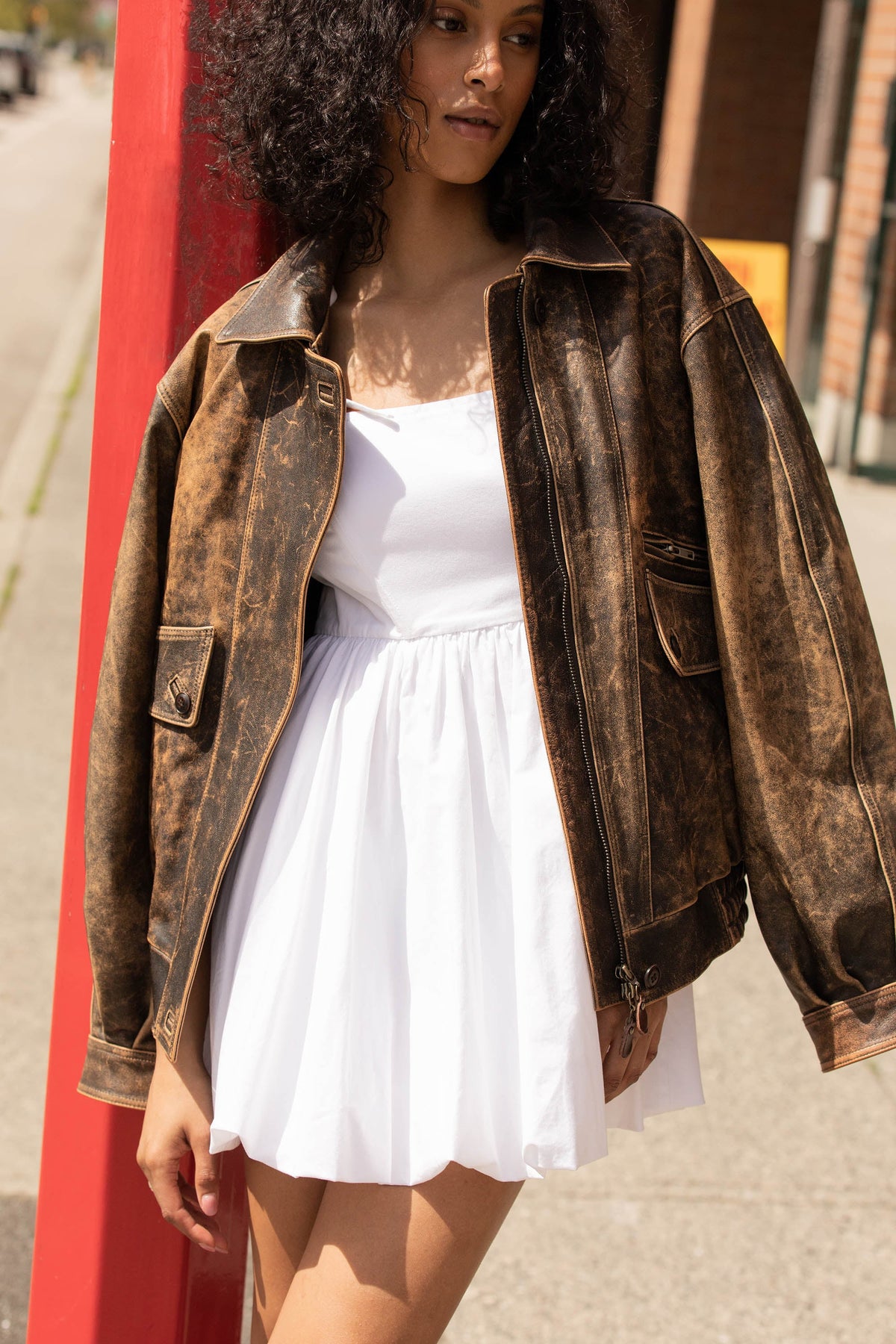 BUBBLE HEM MINI DRESS