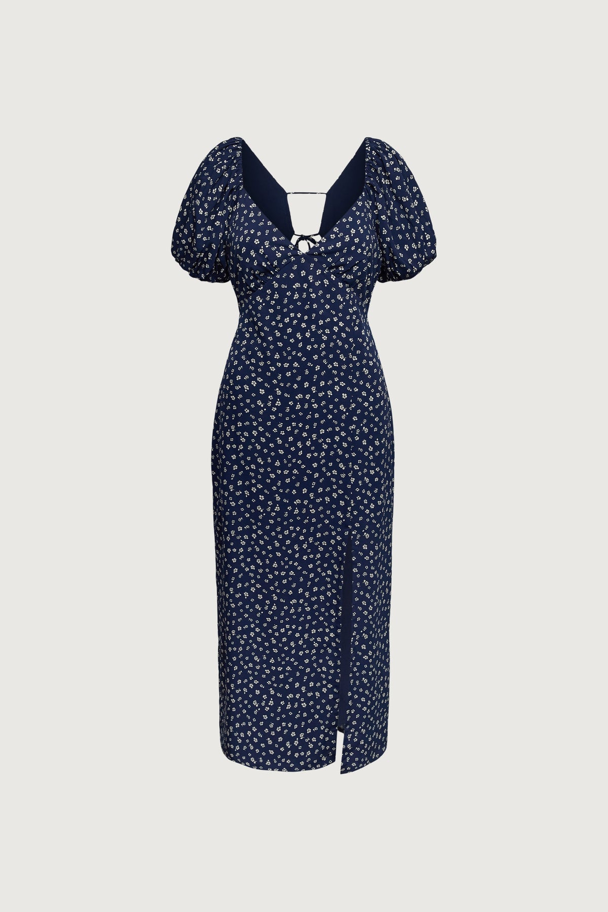 PUFF SLEEVE FLORAL MIDI DRESS