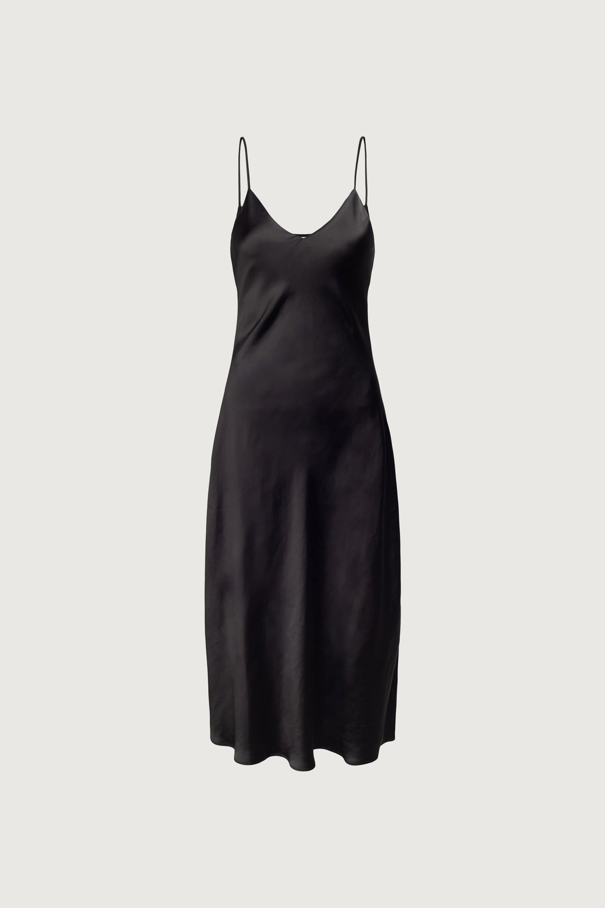 SATIN V-NECK MIDI DRESS