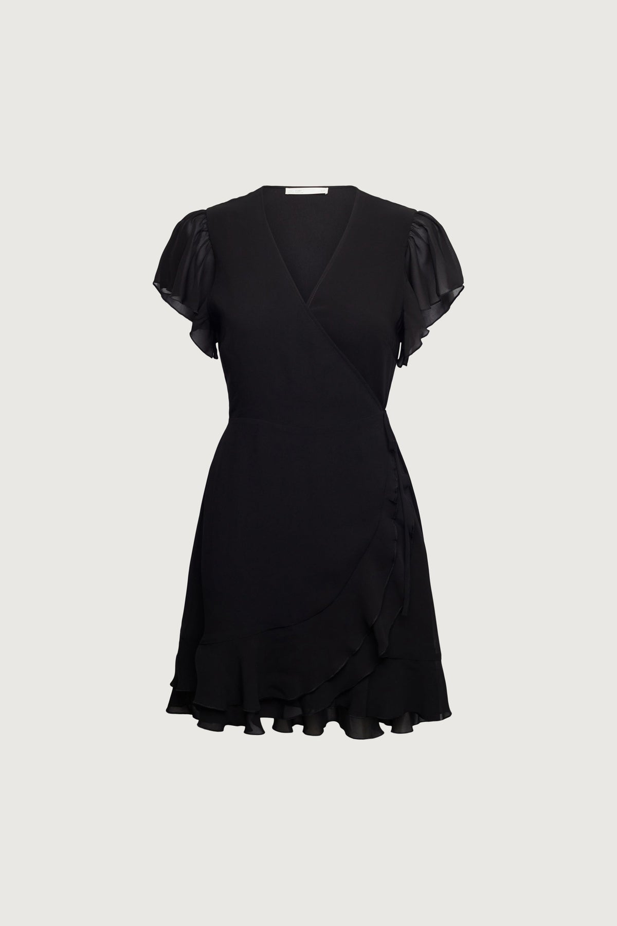 WRAP MINI DRESS WITH RUFFLED HEM