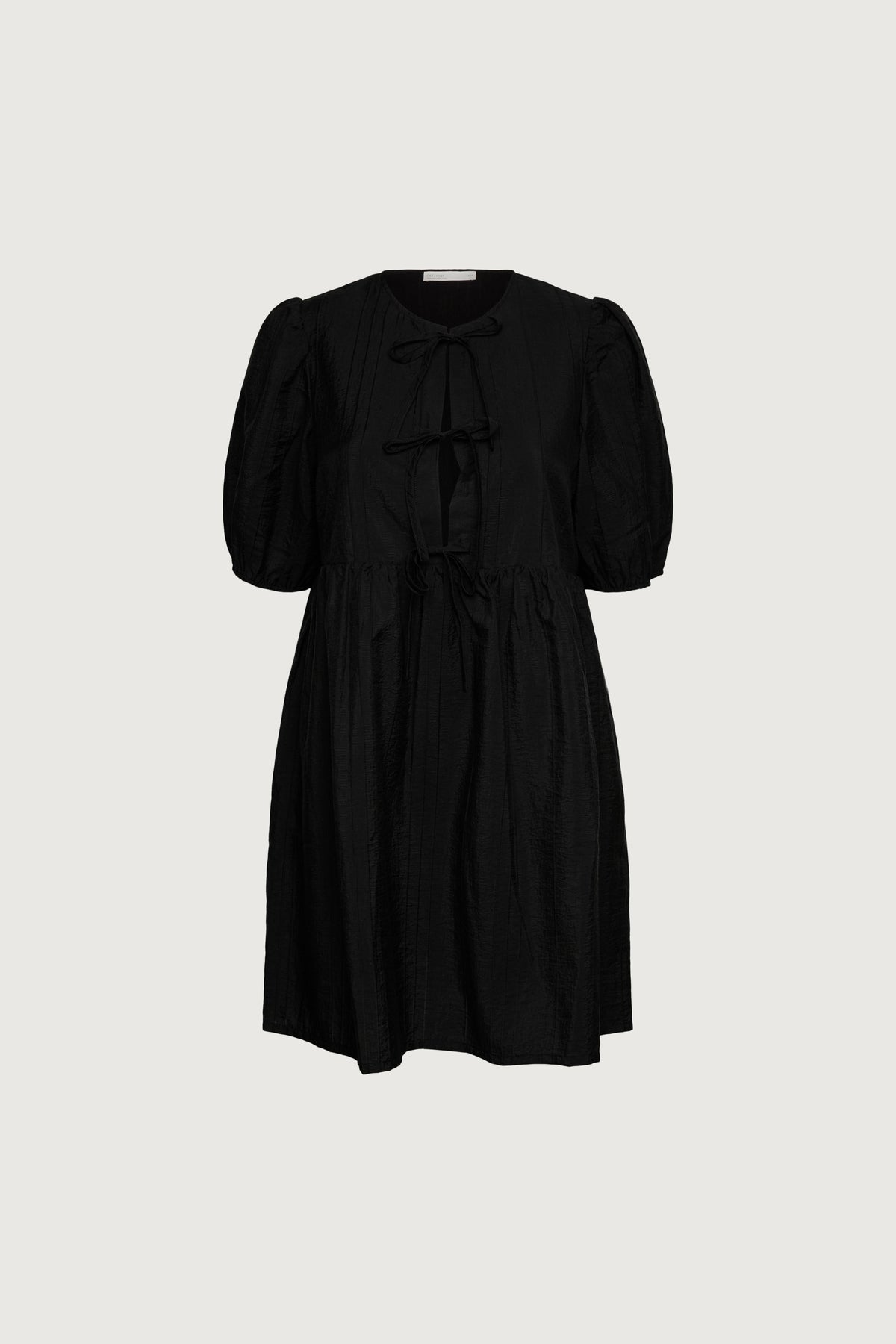 TIE-FRONT BABYDOLL MINI DRESS