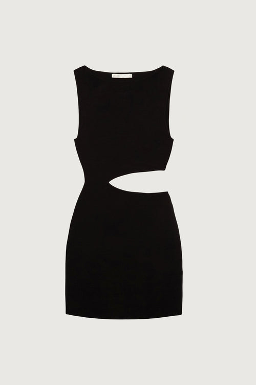 ONE SHOULDER KNIT MINI DRESS WITH CUTOUT