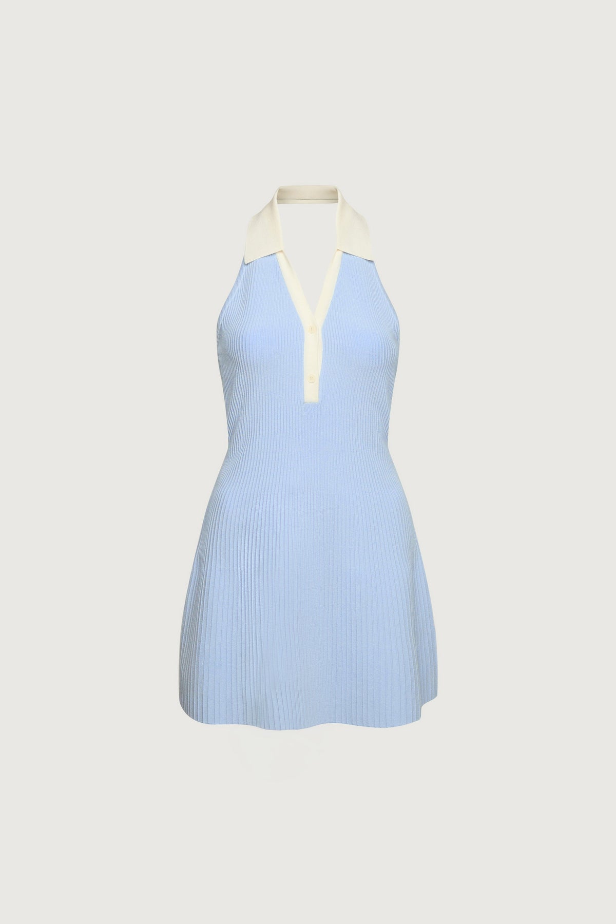 COLLARED HALTER NECK MINI DRESS