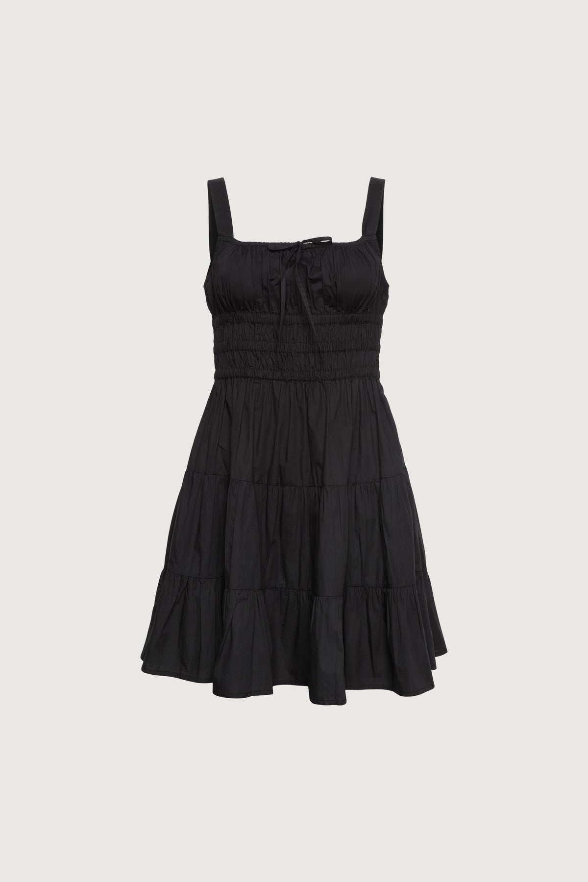 GATHERED COTTON POPLIN MINI DRESS