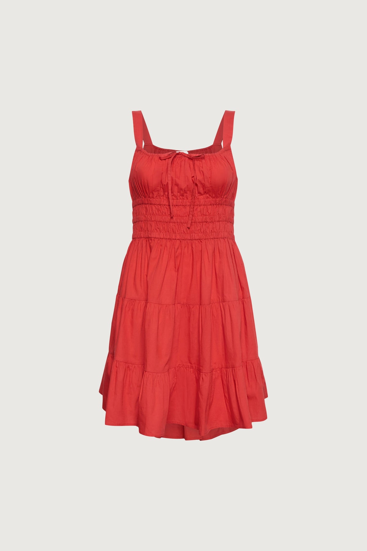 GATHERED COTTON POPLIN MINI DRESS
