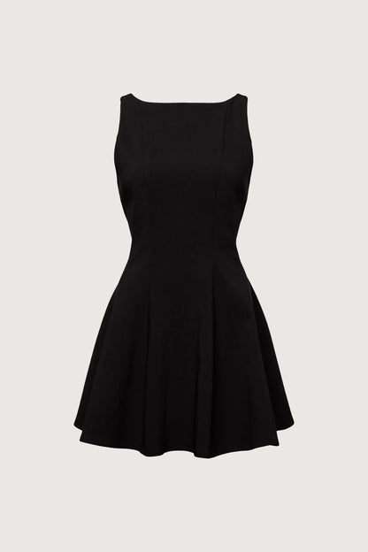 BOAT NECK SLEEVELESS MINI DRESS