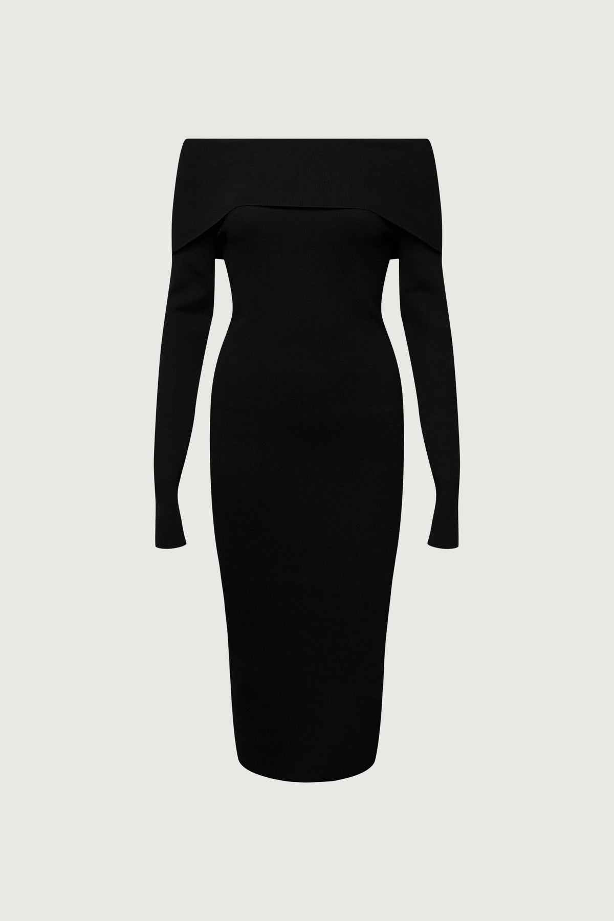 OFF THE SHOULDER LONG SLEEVE MIDI DRESS