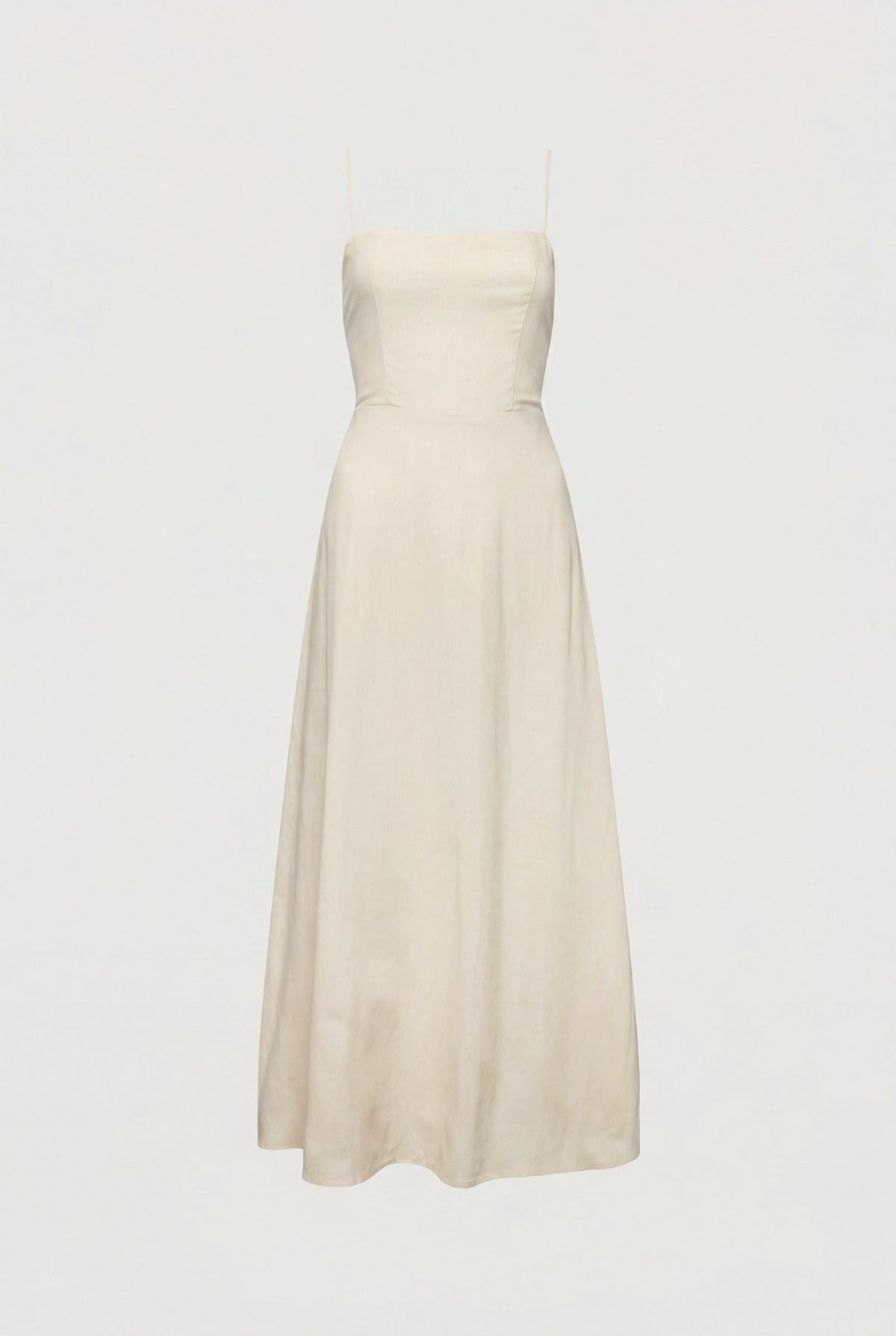 LINEN BLEND MIDI DRESS
