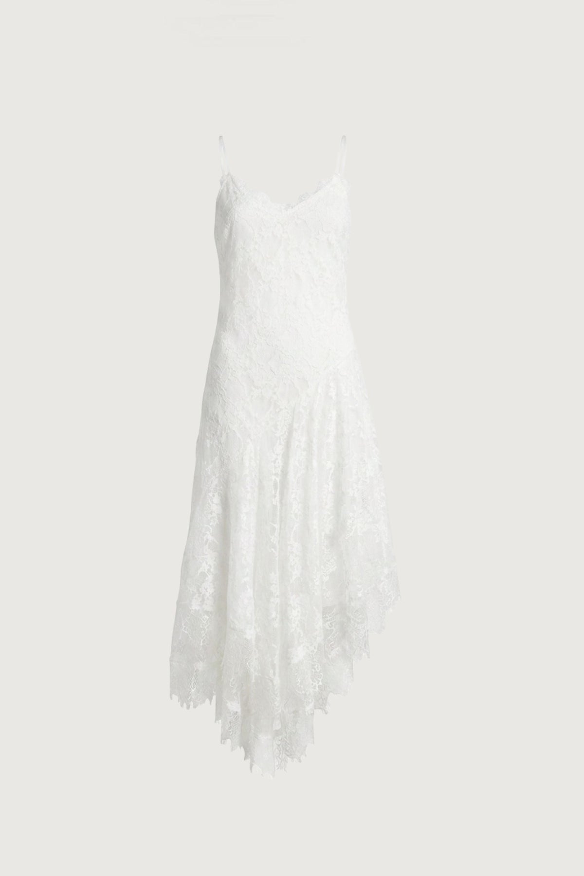 ASYMMETRICAL LACE CAMI SLIP DRESS