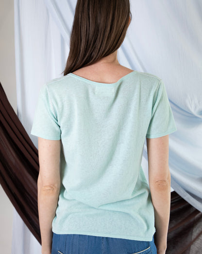 Marcelle T-Shirt (V-Neck) - Chalk Blue