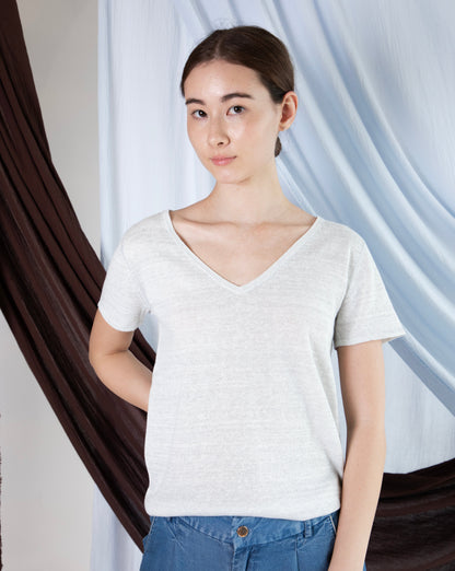 Marcelle T-Shirt (V-Neck) - Silver