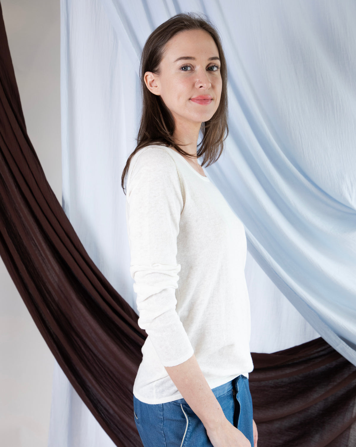 Marcelle Long T-Shirt (Round Neck) - White