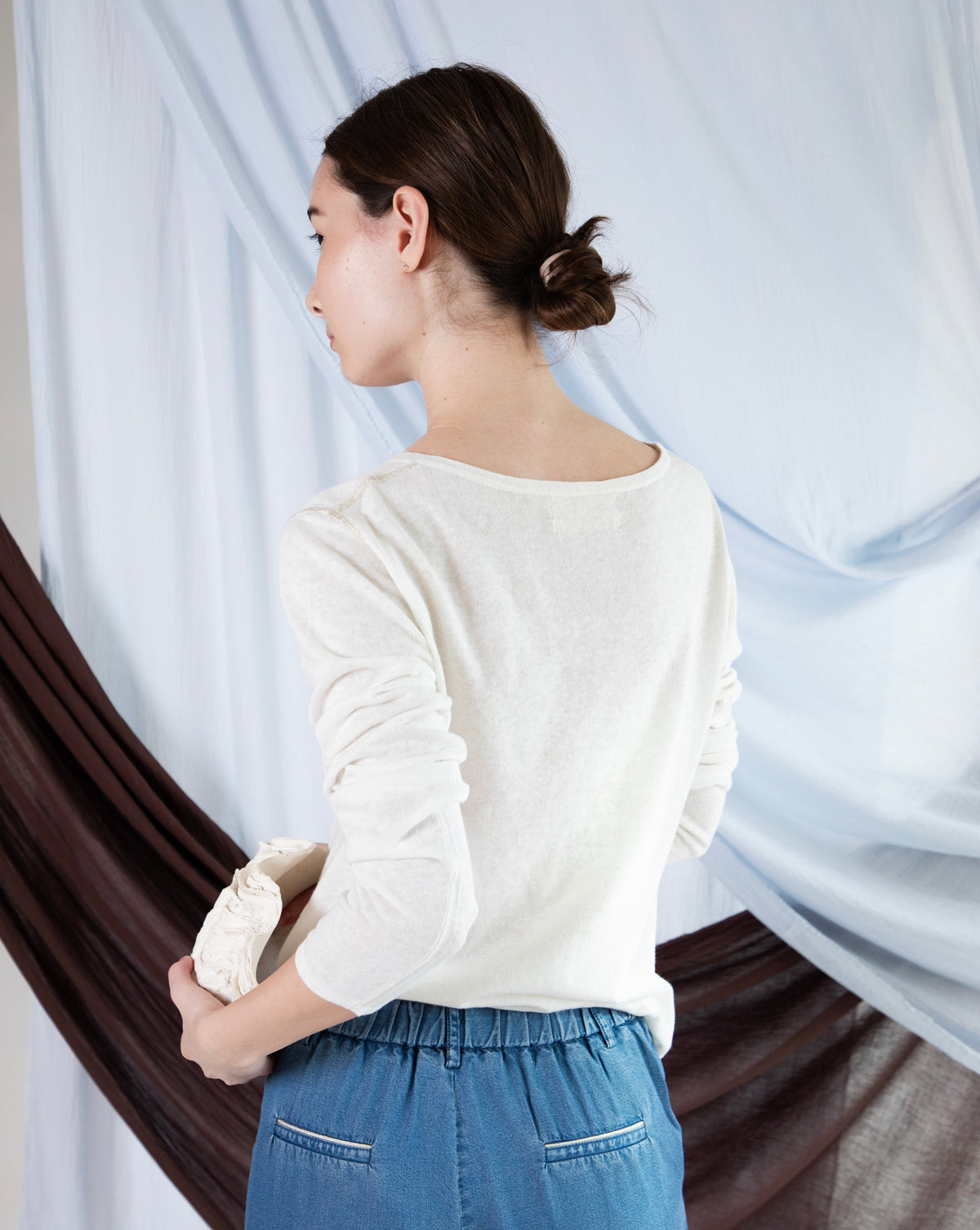 Marcelle Long T-Shirt (V-Neck) - White