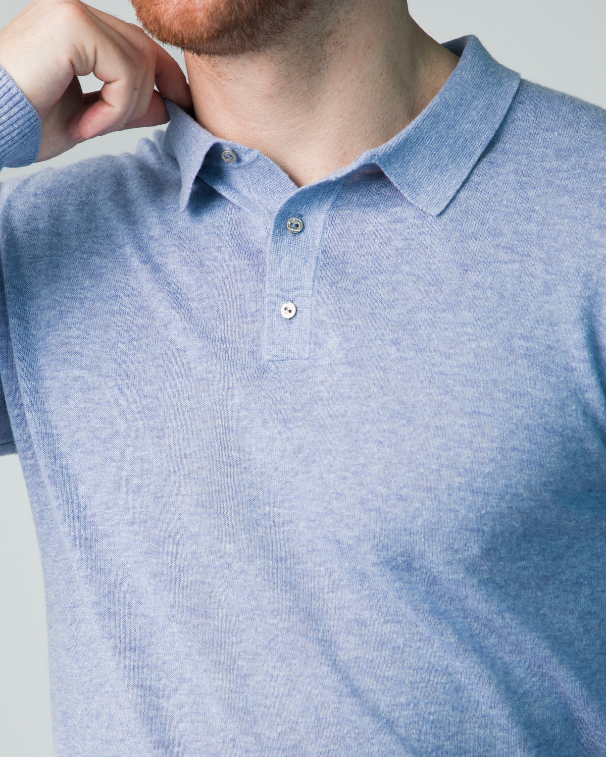 Polo Men Michel Long Sleeve - Gingham Blue