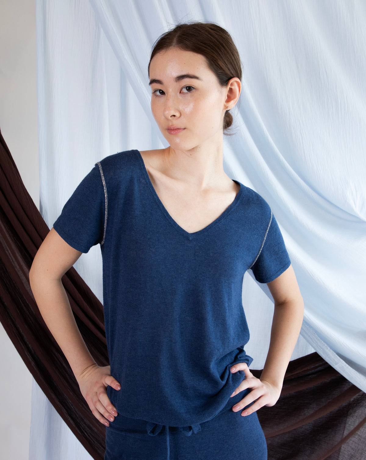 Marcelle T-Shirt (V-Neck) - Indigo Denim