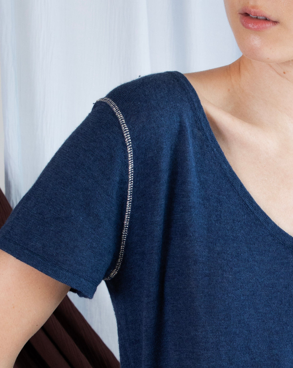 Marcelle T-Shirt (V-Neck) - Indigo Denim