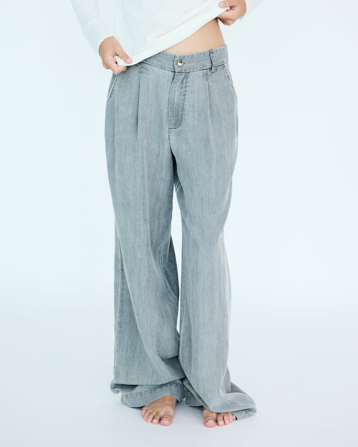 Girl Yves Pants - Medium Grey Chambray