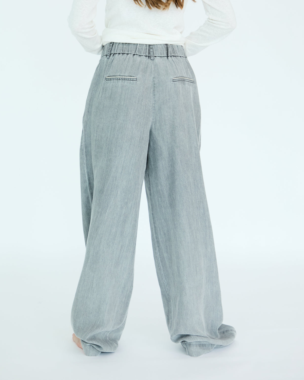 Girl Yves Pants - Medium Grey Chambray