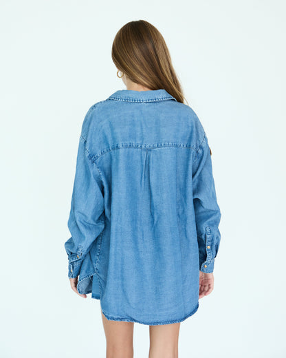 Girl Jules Dress Shirt - Medium Blue Chambray