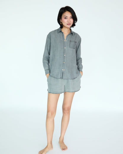 Lilou Short - Medium Grey Chambray