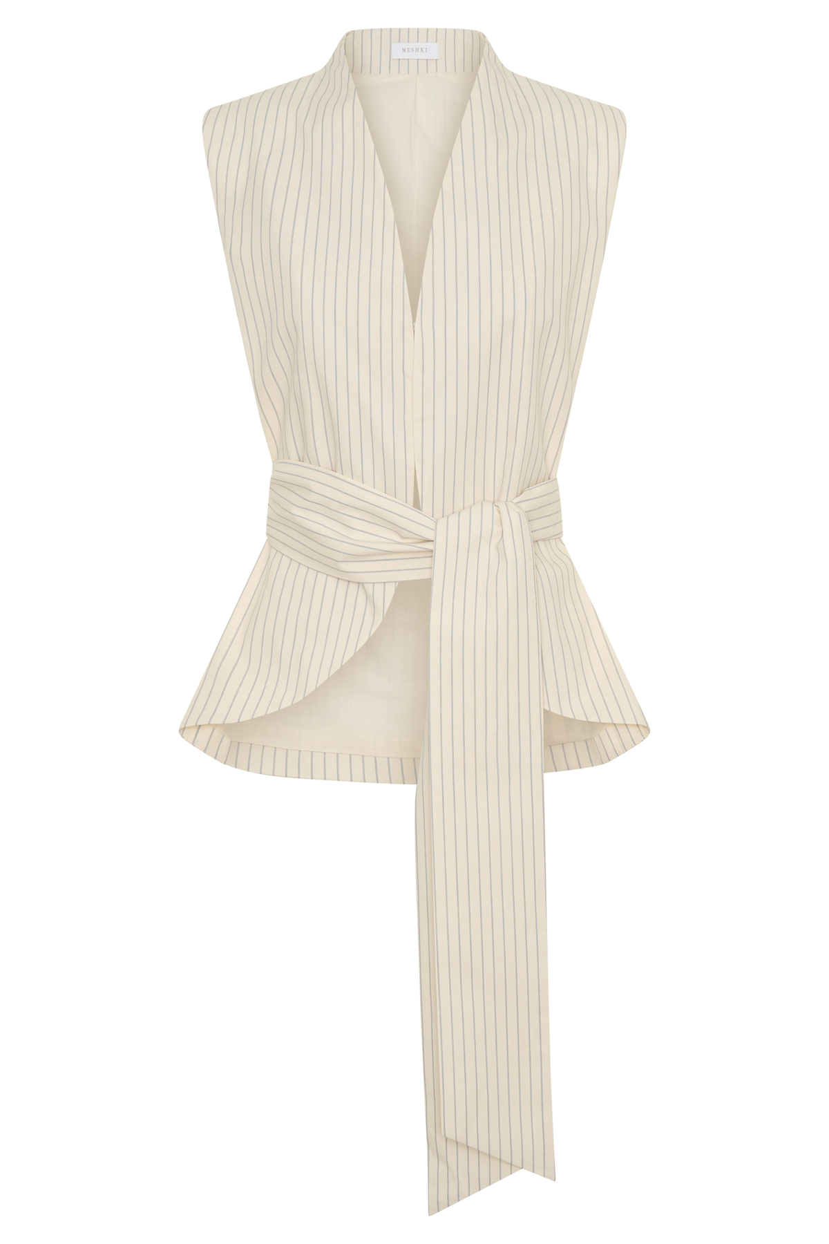 Alina Waist Tie Sleeveless Top - Stripe