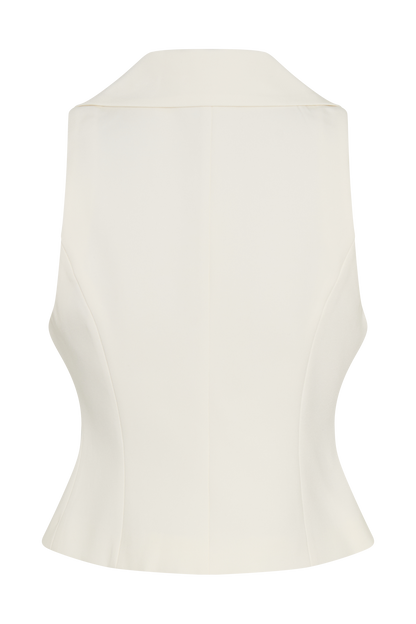 Alix Mixed Button Vest - Ivory