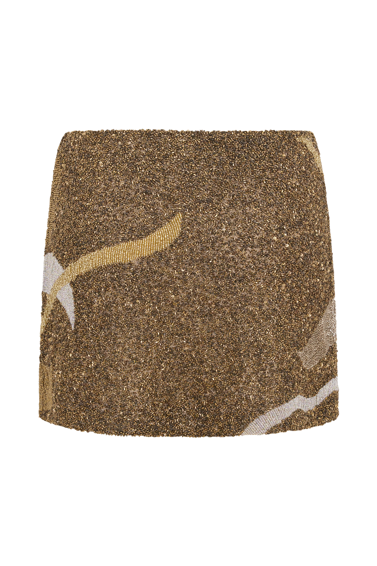 Asher Hand Beaded Abstract Mini Skirt - Gold
