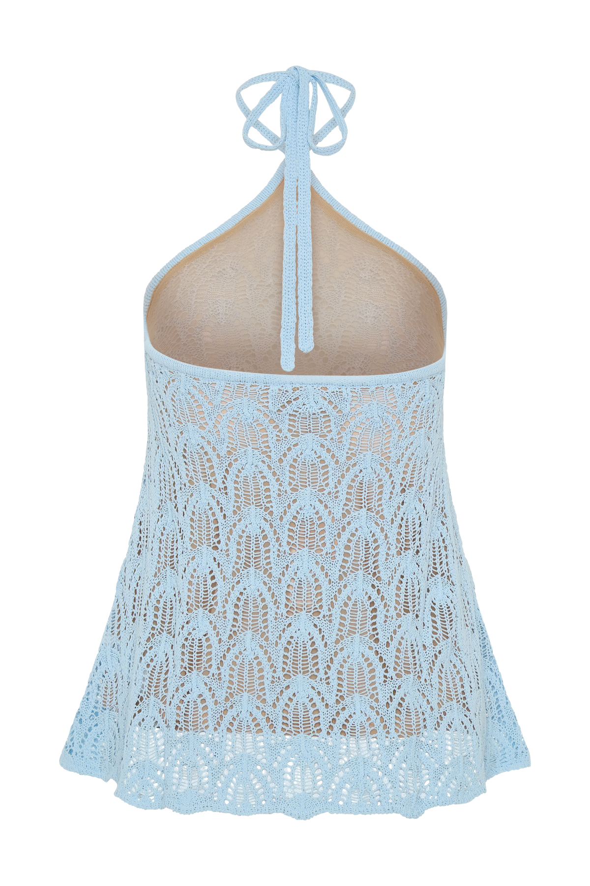 Corey Crochet Halter Neck Top - Light Blue