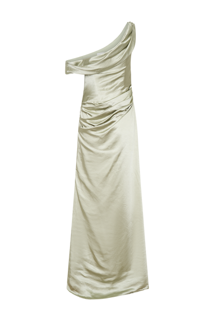 Dalia Off Shoulder Satin Maxi Dress - Sage