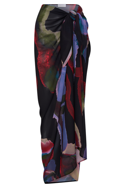Evie Chiffon Sarong - Multi Fluid Reverie Print