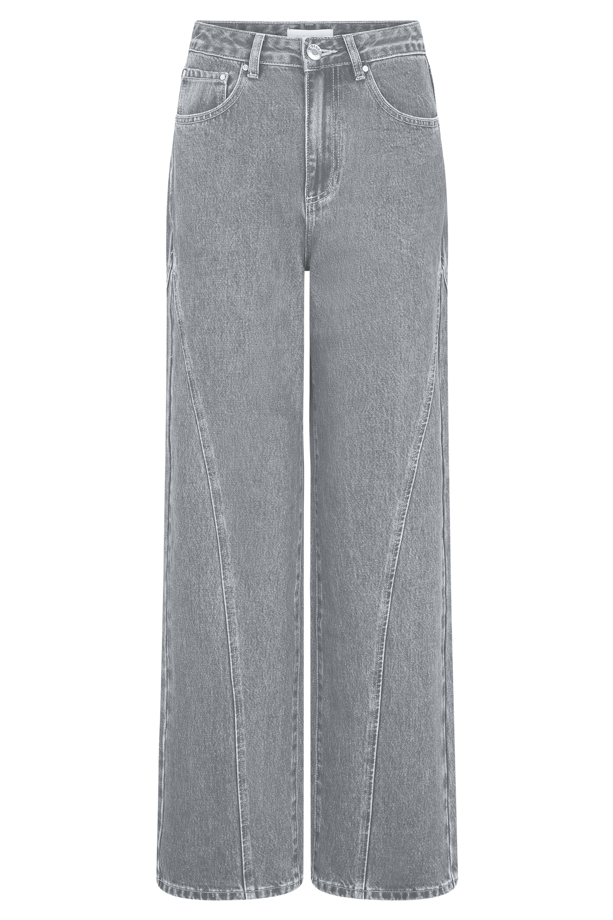 Georgette Mid Rise Paneled Denim Jeans - Grey