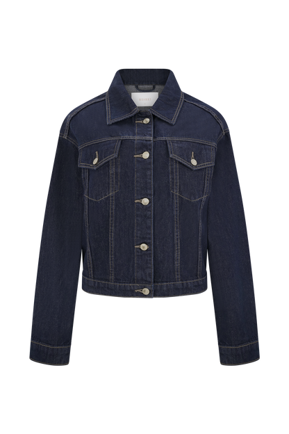Kirra Cinched Denim Jacket - Washed Indigo Blue