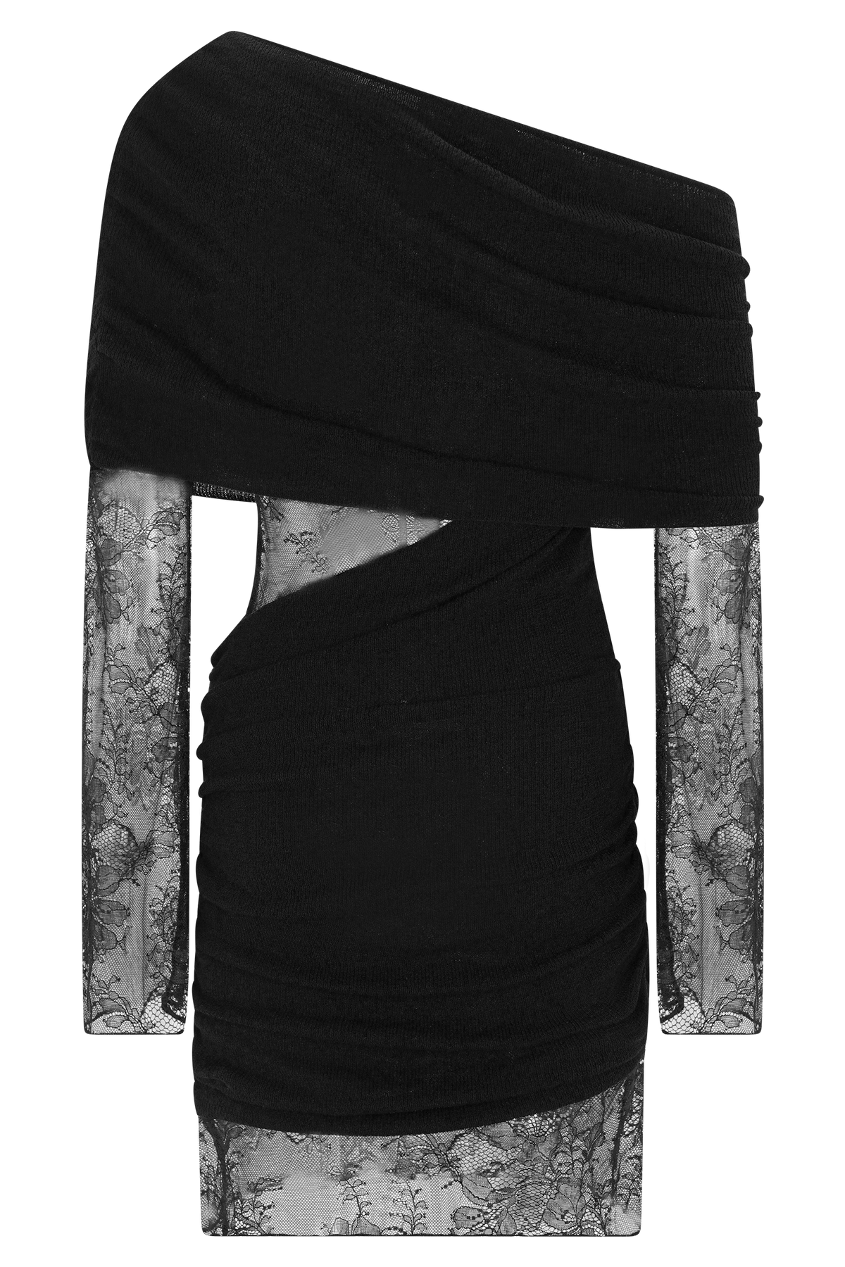 Luxie Lace Knit Mini Dress - Black