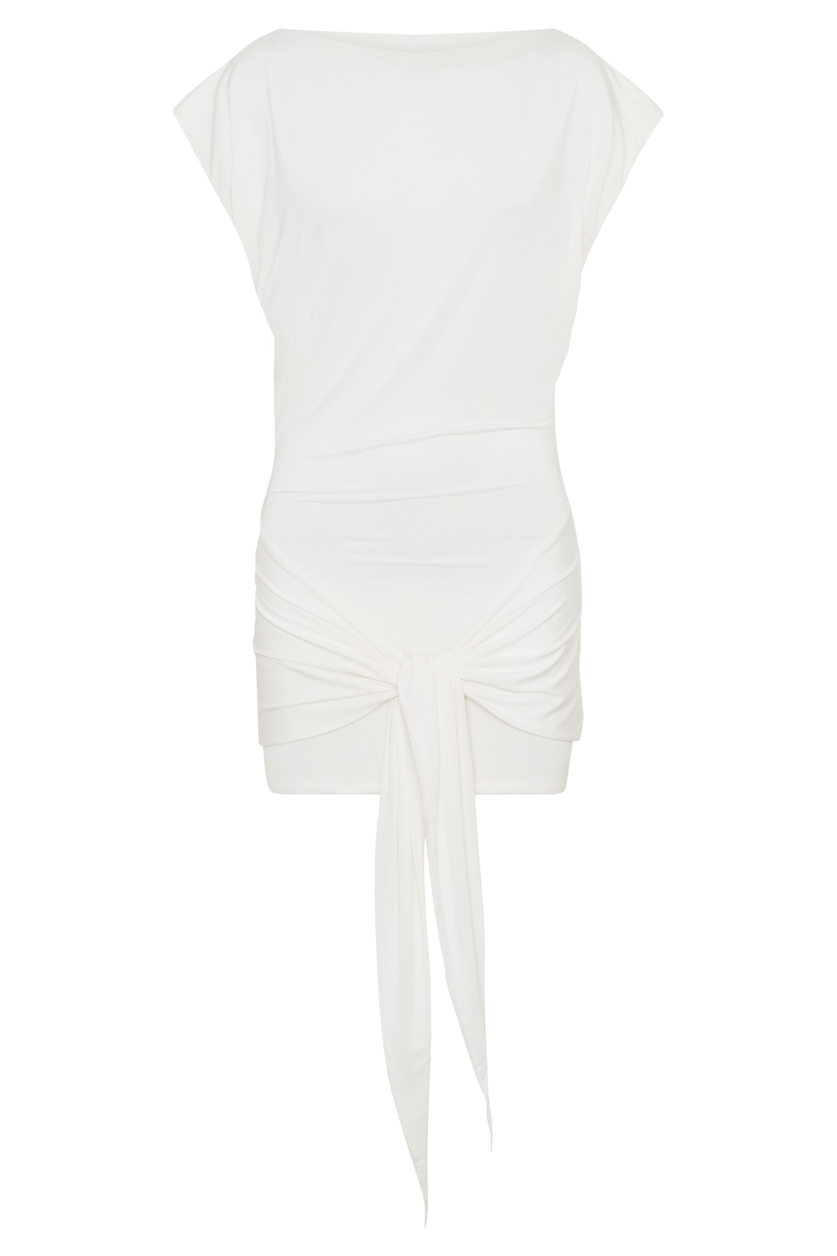 Maiara Shortsleeve Slinky Tie Mini Dress - White