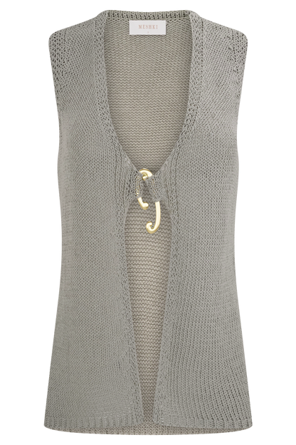 Malani Knit Top With Hardware - Sage
