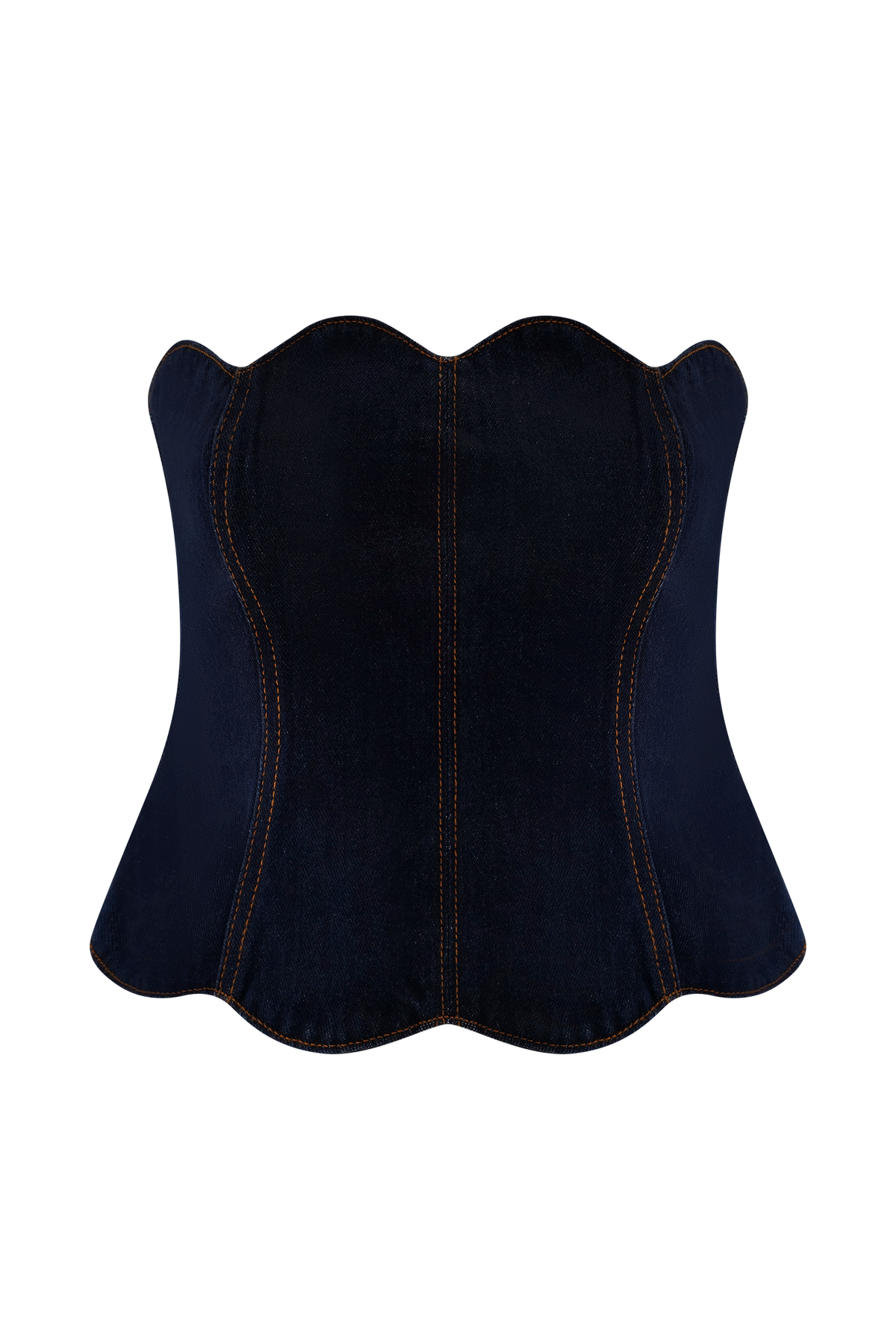 Oakley Strapless Scallop Denim Top - Indigo Blue