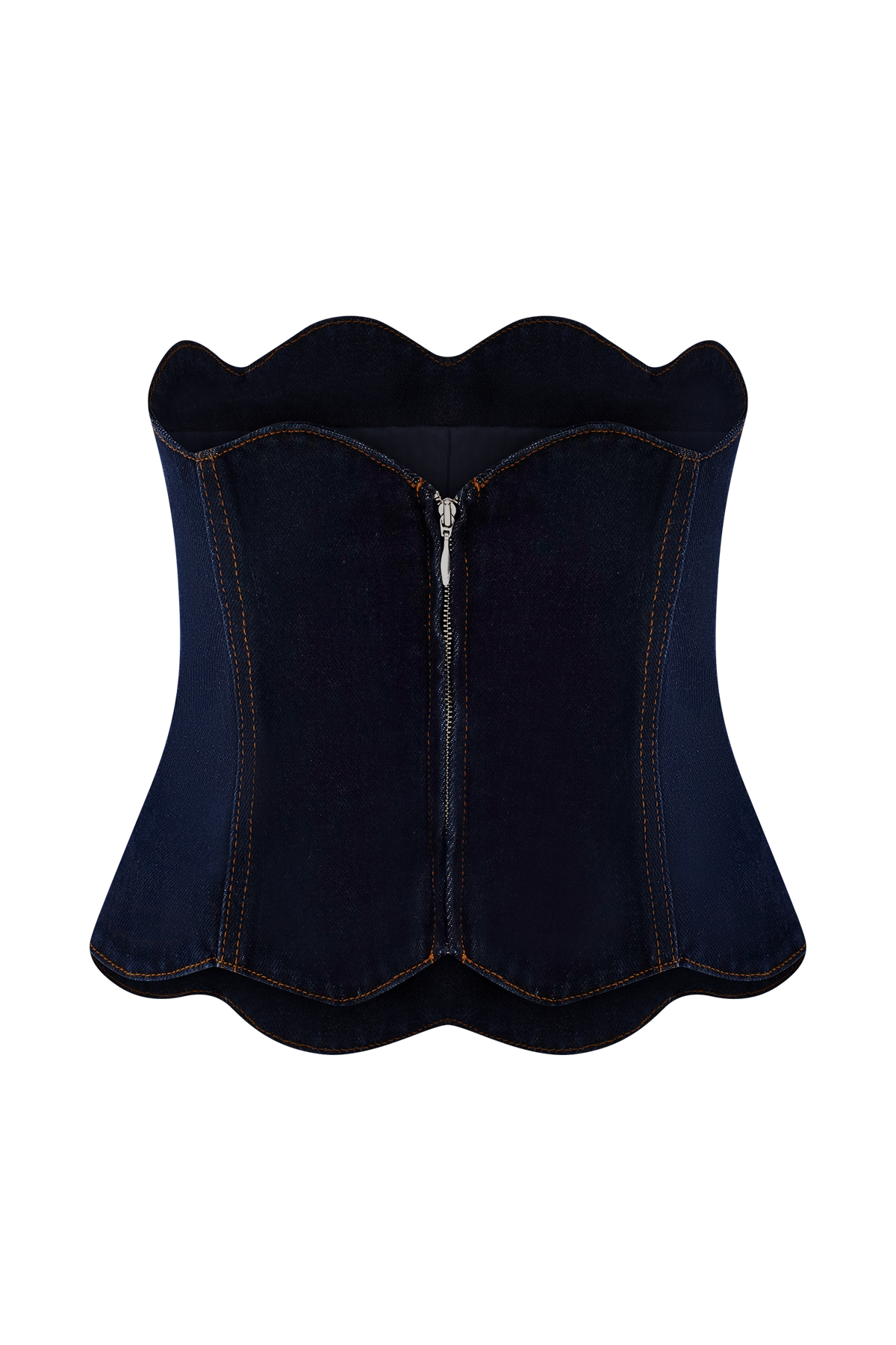 Oakley Strapless Scallop Denim Top - Indigo Blue