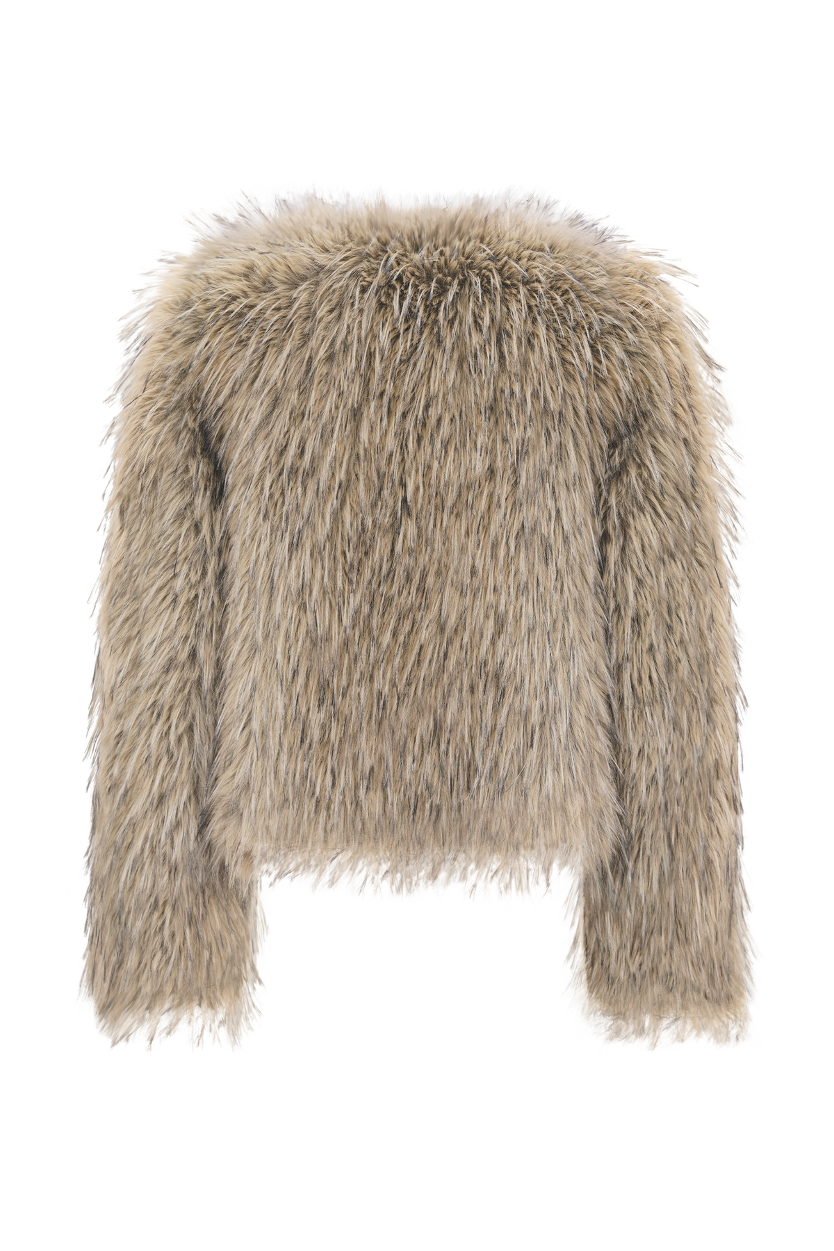 Ottie Mongolian Faux Fur Cropped Jacket - Brown Multi