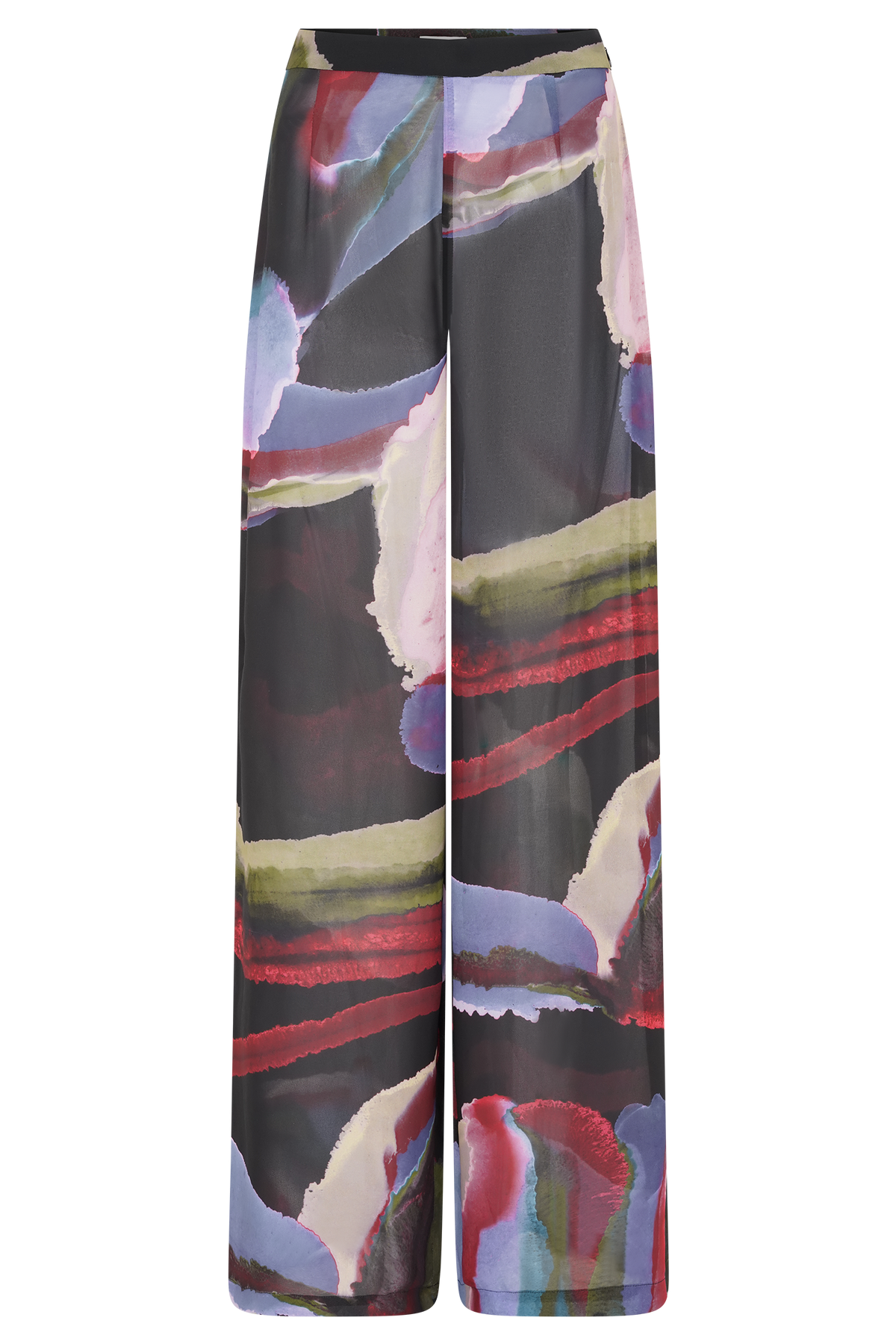 Rachel Chiffon Straight Leg Pants - Multi Fluid Reverie Print