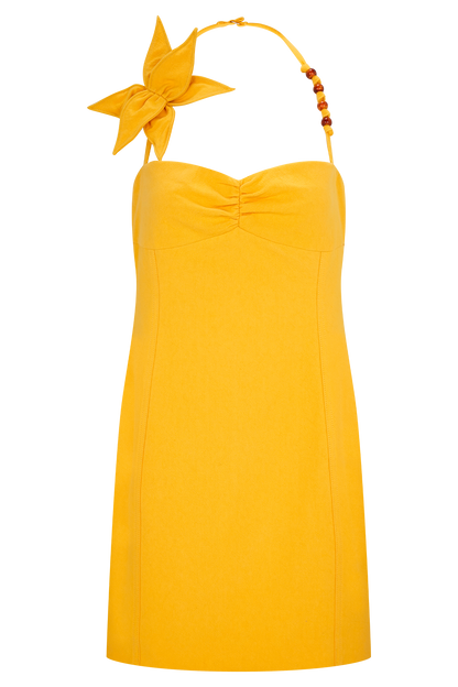 Reyes Cotton Floral Mini Dress - Butterscotch