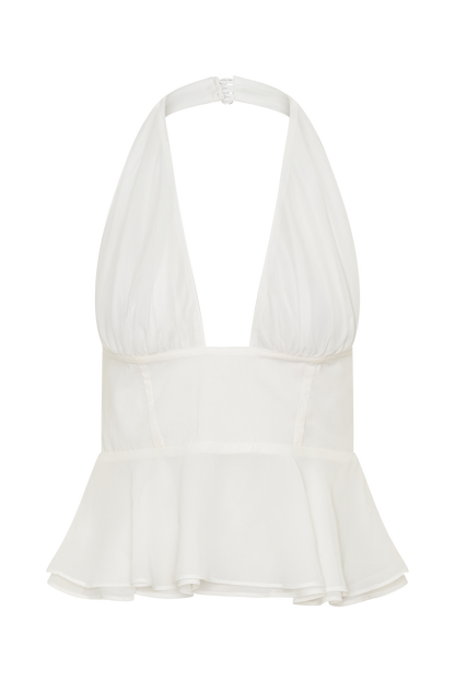 River Halter Neck Sleeveless Top - White